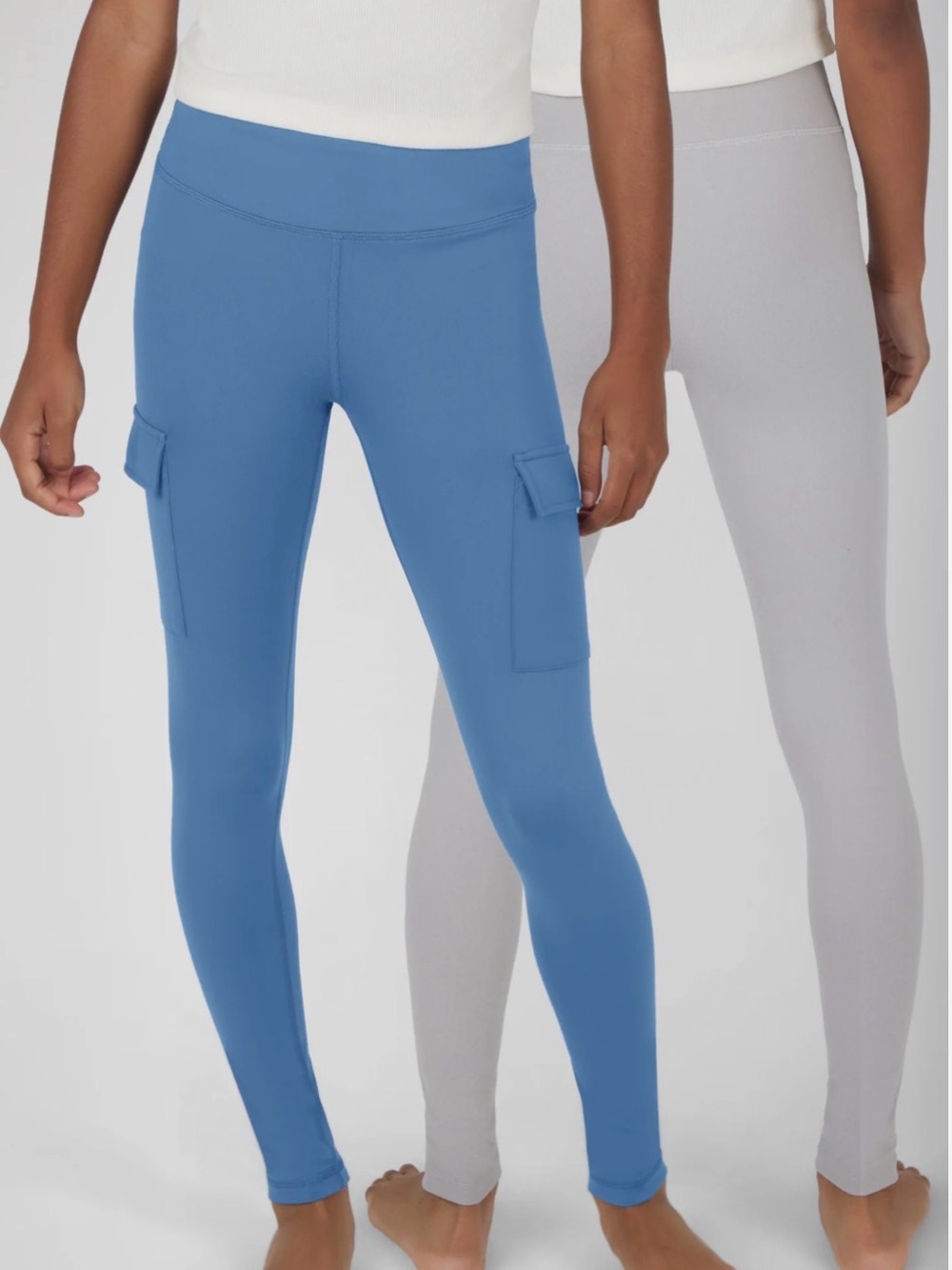 90 Degree by Reflex Girls 2-Pack Leggings Size 12 Blue and Gray NWT